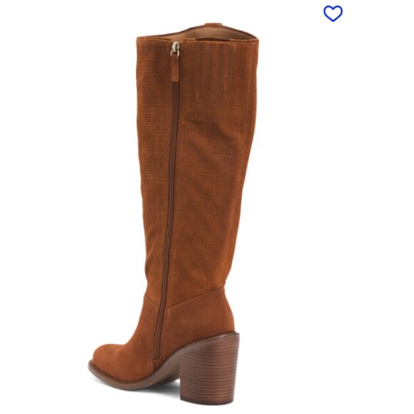 NEW KELSI DAGGER Suede Fletcher Wide Calf High Shaft Boots in Caramel 1125 5m3 - Picture 3 of 7